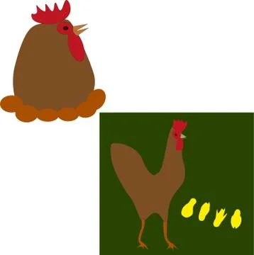 Hen and eggs, hen and chiken 스톡 일러스트