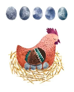 Hen and eggs Stock Photos
