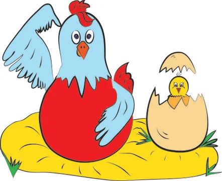 Hen and pup Stock Illustration