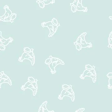 Hen bird meat line vector seamless pattern Stock Illustration
