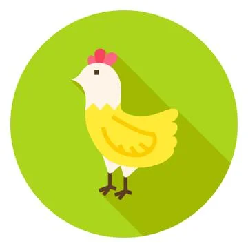 Hen Circle Icon with long Shadow Stock Illustration