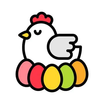 Hen with egg vector, Easter filled icon editable stroke Illustrazione stock