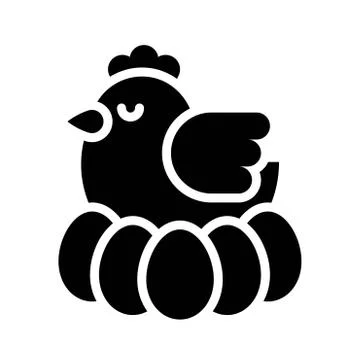 Hen with egg vector, Isolated Easter solid style icon Stock Illustration