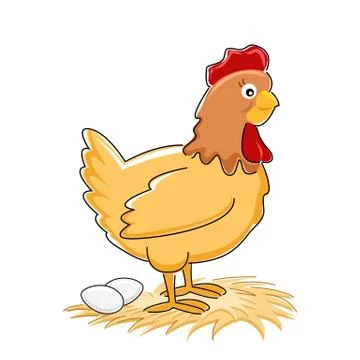 Hen with eggs Stock Illustration