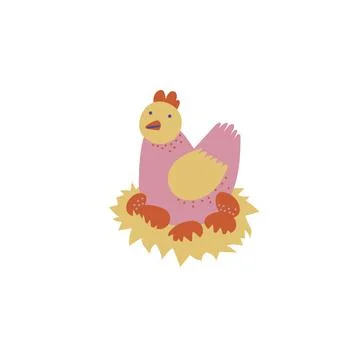 Hen with eggs illustration Illustrazione stock