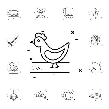 Hen flat vector icon in agriculture pack Stock Illustration