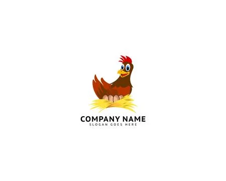 Hen Laying Eggs in its Nest Logo Template Design Stock Illustration