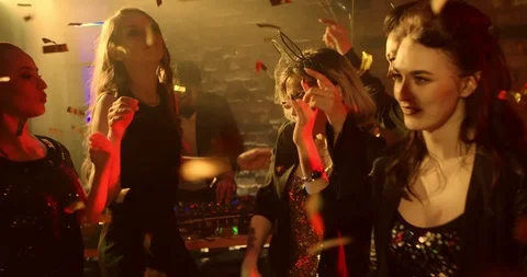 Hen Party Dancing in Slow Motion Stock Footage 88763742