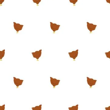 Hen pixel art pattern seamless. Chicken pixelated background. Farm bird 8 bit Illustrazione stock