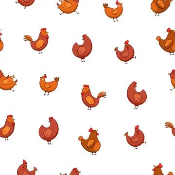 Hen rooster and chick. Seamless pattern. Illustrazione stock