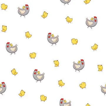 Hen rooster and chick. Seamless pattern. Illustrazione stock