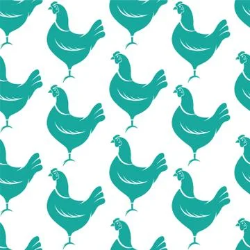 Hen vector art background design for fabric and decor. Seamless pattern Stock Illustration