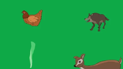 Hen Wolf Deer Magic 2d animated cartoon character on green screen High quality Stock Footage 334703702