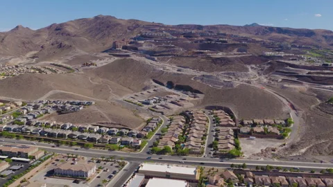 Henderson Suburbs and Hillside Development Aerial Stock Footage 333725018