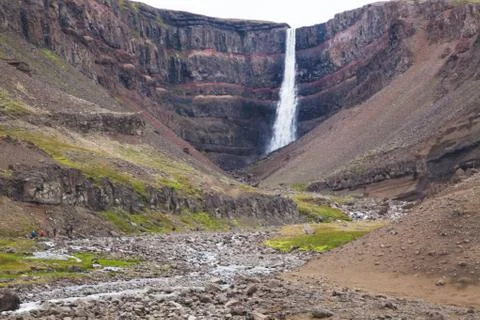 Hengifoss Waterfall in the Eastern part of Iceland Stock Photos