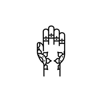 Henna hand vector icon. Hand gesture icon line style Stock Illustration