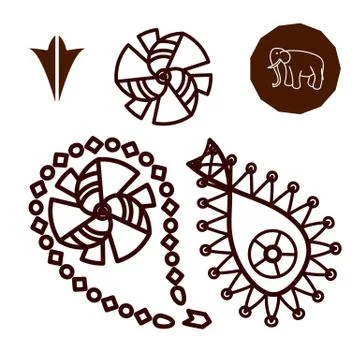Henna indian tattoo doodle elements 스톡 일러스트