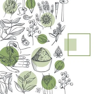 Henna set. Vector  background. Stock Illustration