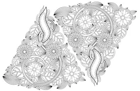 Henna tattoo doodle elements on white background. Mehendi flowers vector set. Illustrazione stock