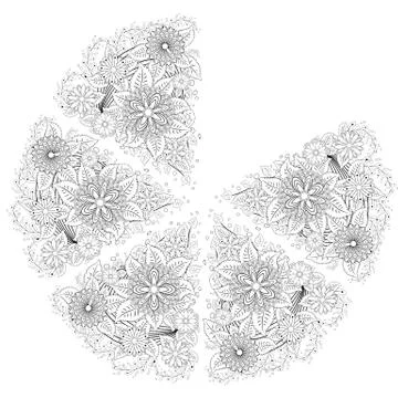 Henna tattoo doodle elements on white background. Abstract floral elements in Stock Illustration