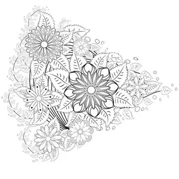 Henna tattoo doodle elements on white background. Abstract floral elements in Stockillustratie