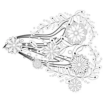 Henna tattoo doodle elements on white background. Abstract floral elements in Stock Illustration