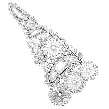 Henna tattoo doodle elements on white background. Abstract floral elements in Stock Illustration