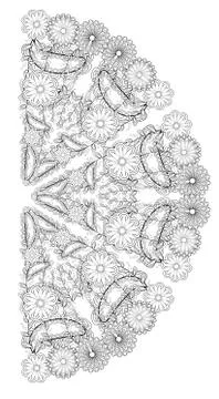 Henna tattoo doodle elements on white background. Abstract floral elements in Stock Illustration