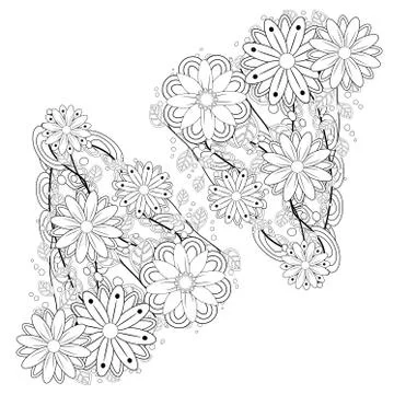 Henna tattoo doodle elements on white background. Abstract floral elements in Stock Illustration