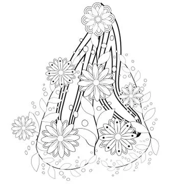 Henna tattoo doodle elements on white background. Abstract floral elements in Stock Illustration