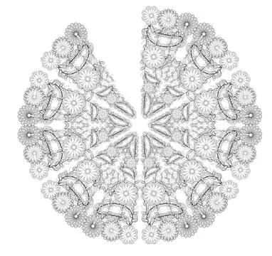 Henna tattoo doodle elements on white background. Abstract floral elements in Stock Illustration