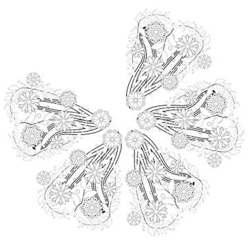 Henna tattoo doodle elements on white background. Abstract floral elements in Stock Illustration