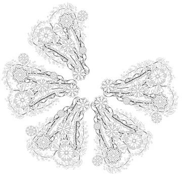 Henna tattoo doodle elements on white background. Abstract floral elements in Stockillustratie