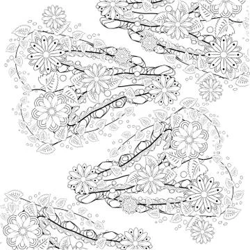 Henna tattoo doodle elements on white background. Abstract floral elements in Stock Illustration