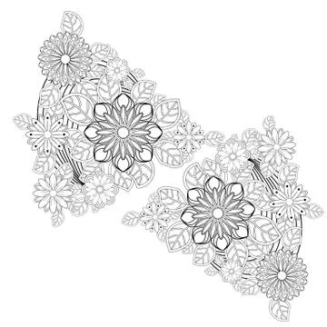 Henna tattoo doodle elements on white background. Abstract floral elements in Stock Illustration