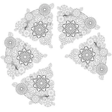 Henna tattoo doodle elements on white background. Abstract floral elements in Stock Illustration