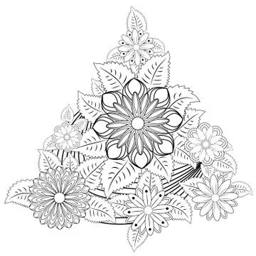 Henna tattoo doodle elements on white background. Abstract floral elements in Stock Illustration