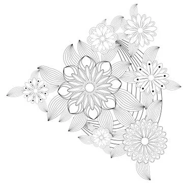 Henna tattoo doodle elements on white background. Abstract floral elements in Stock Illustration