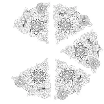 Henna tattoo doodle elements on white background. Abstract floral elements in Stock Illustration