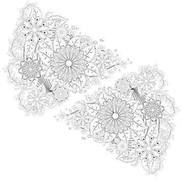 Henna tattoo doodle elements on white background. Abstract floral elements in Stock Illustration
