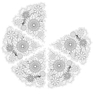 Henna tattoo doodle elements on white background. Abstract floral elements in Stock Illustration