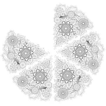 Henna tattoo doodle elements on white background. Abstract floral elements in Stock Illustration