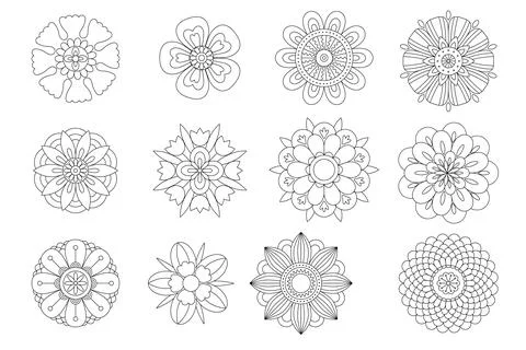 Henna tattoo doodle vector elements on white background Stock Illustration