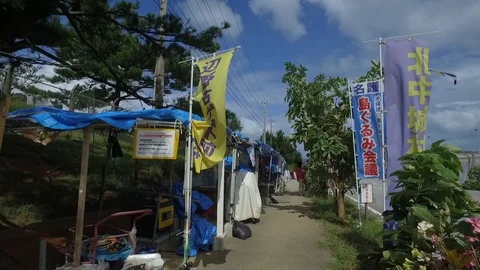 Henoko anti base protest area Okinawa Japan Stock Footage 124034742