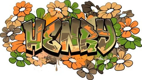 Henry Graffiti Text Logotype Design Stock Illustration