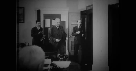 Henry Morgenthau walking into the White House with officers Stock Footage