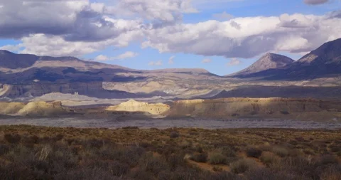 Henry Mountains from the eastern edge of Capitol Reef National Park, Utah Stock Footage 85540386