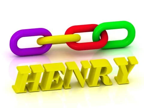 HENRY- Name and Family of bright yellow letters and chain of green, yellow, r Stock Illustration