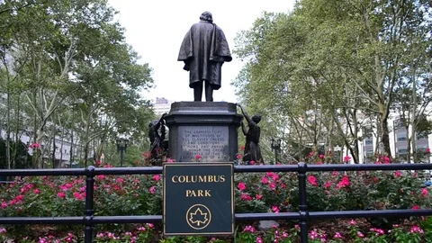 Henry Ward Beecher Statue in Columbus Park, Brooklyn Stock Footage 79229112
