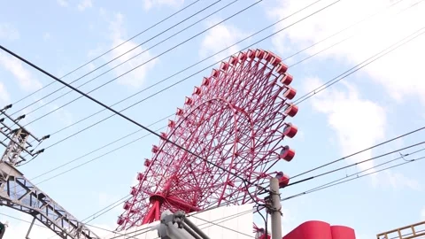 HEP FIVE Red Ferris Wheel in Umeda, Osaka, Japan Stock Footage 346330101